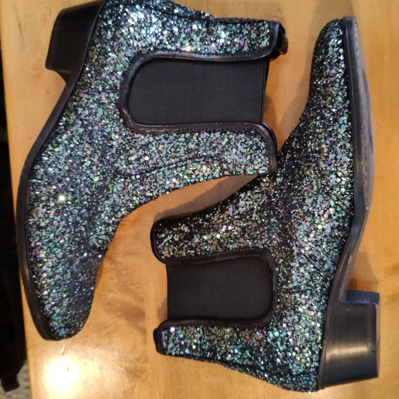 Zadig & Voltaire boots size 38eu/7.5 us Rn116202 blue silver and black glitter - Picture 7 of 11